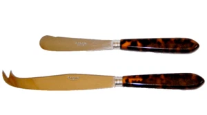 Sabre Paris Cheese Knife & Butter Knife Faux Tortoise Pattern Lot of 2 T2049 - Picture 1 of 18
