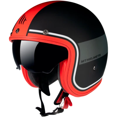 CASCO RETRO MT HELMETS LE MANS ROSSOPER MOTO E SCOOTER - Immagine 1 di 3
