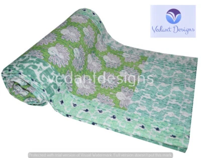 Colcha de algodón Kantha vintage india retazos manta Ralli Gudari Foto 1 de 4