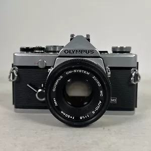 Olympus OM-1 35mm Film Camera Silver W/ Olympus 50mm 1:1.8 Lens UNTESTED - Picture 1 of 6