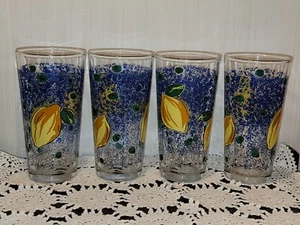 4 Vintage KIG Indonesien Trinkglas Zitronen darauf Eistee/Limonade Becher - Bild 1 von 7