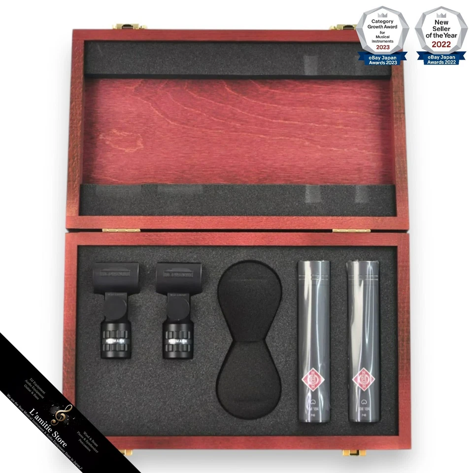 Neumann KM184 MT Stereo Set Cardioid Condenser Microphone Pair Nickel KM 184 JP - Image 1 of 4