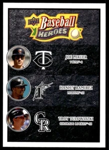 2008 Upper Deck Baseball Heroes BLACK Joe Mauer/Hanley Ramirez/Troy Tulowitzki - Picture 1 of 2