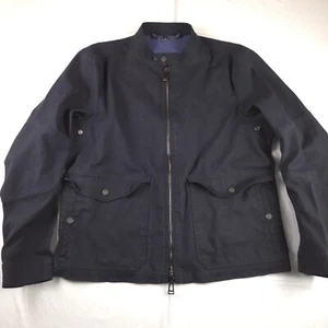 Mens BELSTAFF Navy/Black Cafe Racer Motorcycle Jacket 58 Waxed Cotton READ Flaw - Picture 1 of 7