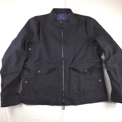 Chaqueta de motocicleta para hombre BELSTAFF azul marino/negro café corredor 58 algodón encerado LEER defecto Foto 1 de 4