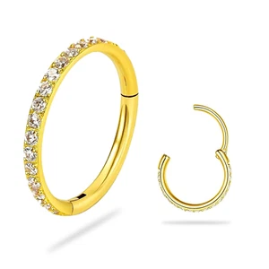 SmileBelle 14K Gold Hinged Nose Rings Hoop for Women 20G, 316L Surgical... - Picture 1 of 11