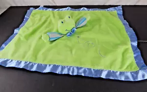 Mary Meyer Green Frog Lovey Security Blanket Satin Trim Plush 21x16 Oversized - Picture 1 of 6
