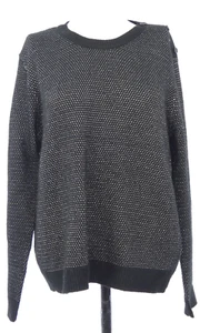 Schwarzer Strickpullover Pulli Metallic Goldfaden klassischer Pulli Wurm Gr. UK 12 - Bild 1 von 8