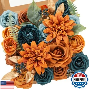 Alecono Artificial Flowers, Orange Fake Flowers for Fall Wedding Bouquets, We - Picture 1 of 5