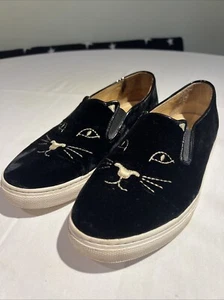 100% Authentic Charlotte Olympia Black Velvet Cat shoes Size Uk5.5 38 RRP £ 195 - Picture 1 of 13