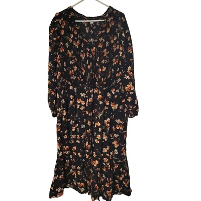 Old Navy Maxi Dress Womens 4xl Floral Longsleeve Pockets Shirring - Image 1 of 4