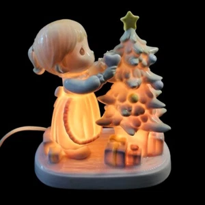 Vintage Precious Moments Christmas Tree Light Up Lamp 1993 Porcelain Works - Picture 1 of 19