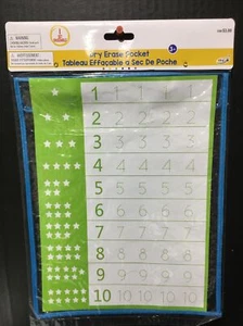 Numbers  Dry Erase Pocket 9 x 11.5” Study Aid By Ankyo New - Picture 1 of 2