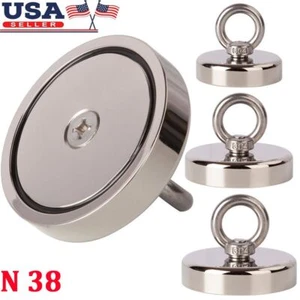 Fishing Magnet Upto 1000 Lbs Pull Force Heavy Duty Strong Neodymium Magnet Round - Picture 1 of 16