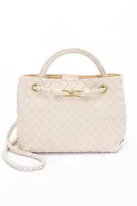 Weaved Kunstleder Cabrio Schultertasche - Bild 1 von 10