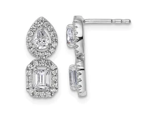 7/8 Carat (ctw) Lab-Grown Diamond Halo Dangle Earrings in 14K White Gold - Picture 1 of 5