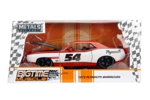 Jada 1:24 Big Time Muscle 1973 Plymouth Barracuda #54 Red/ White 99086 Diecast - Picture 1 of 10