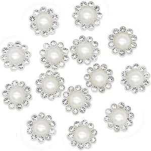 8pc 14mm RHINESTONE PEARL STUD Shoe Charms for Crocs & Shoe Laces - Picture 1 of 5