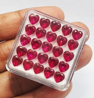 10Pcs Flawless Heart Shape Mozambique Blood Red Ruby Calibrated Lot Loose Gem6MM - Image 1 of 4