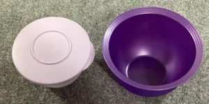 Tupperware Bowls Lot of 2 One Lid Purple Storage Container - Picture 1 of 5