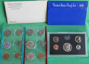 Juegos de monedas anuales 1970 de prueba y sin circular como nuevas de EE. UU. 15 monedas 40% mitad plata - Imagen 1 de 5