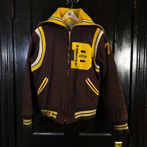 Vintage 70s Wool Varsity Letterman Jacket Split hood sz 40 - Picture 1 of 15