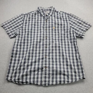 Carhartt Hemd Herren XL grau kariert Knopfleiste Kurzarm 100 Baumwolle Relaxed Fit - Bild 1 von 8