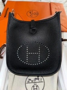NEW Hermès Black Mini Evelyne TPM 16 Taurillon Clemence Palladium Hardware PHW - Picture 1 of 6