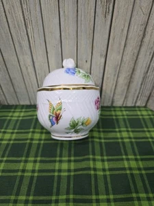 HOLLOHAZA Hungary Porcelain Floral Design Sugar Bowl Trinket Dish Round - Picture 1 of 9
