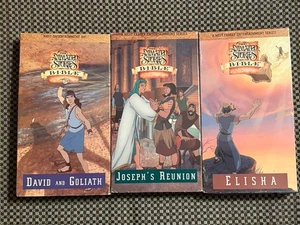 3 VHS Tape Lot Animated Stories from The Bible Vintage Christian Sunday School - Imagen 1 de 4