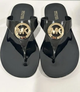 Michael Kors Black Lillie Jelly Thong Sandals Sz 11 New Without Box - Picture 1 of 2