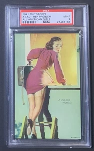 1941 Mutoscope All American Girls Pinup A LAD-HER PROBLEM (MS6) Elvgren - PSA 9 - Picture 1 of 2