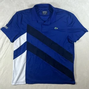 Lacoste FR6 XL Men's Blue and White Polo Shirt Alligator Logo Quick Dry Tennis - Picture 1 of 11