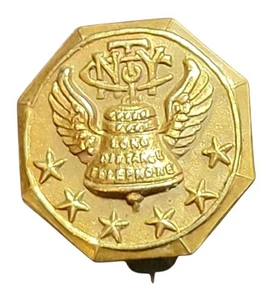 New York City Bell Telephone Co 5 Star 25 Year Service Award Lapel Pin 14k Gold - Picture 1 of 4