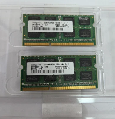 2 X 2GB (4GB) Kingston DDR3 PC3-10600S SODIMM LAPTOP MEMORY - Image 1 of 4