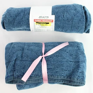 Teal Blue Chenille Fabric Lot w/ Floral Pattern 27" - Joann Fabrics Remnant - Picture 1 of 5