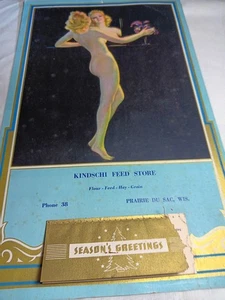 1942 Pinup Kalender Kindschi Futterladen in Prairie Du Sac, Wis. - Bild 1 von 5