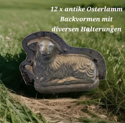 12 x antike Backformen(24 Hälften),Form,  Osterlamm  Ostern.Einige Halterungen  - Bild 1 von 4