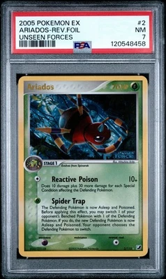 2005 POKEMON EX UNSEEN FORCES 2 ARIADOS-REVERSE FOIL NEAR MINT PSA 7 - Image 1 of 3