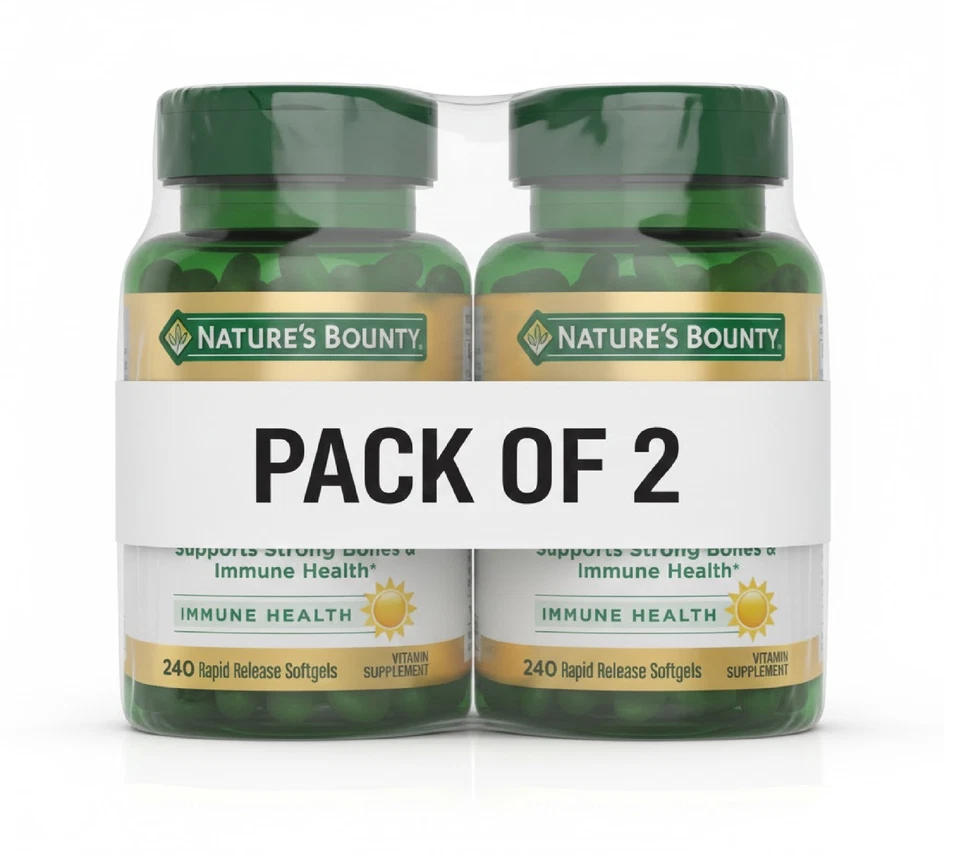Cápsulas blandas de apoyo inmunológico Nature's Bounty vitamina D3 2000 UI 480 unidades Foto 1 de 1