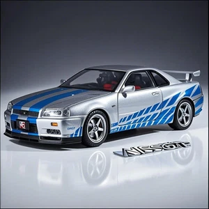 1:18 Nissan Skyline Ares GTR GT-R R34 Alloy Sports Car Model Diecast Vehicles - Picture 1 of 29