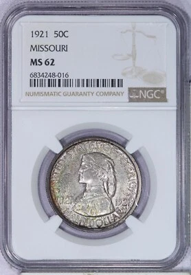 1921 Missouri Half Dollar 50c NGC MS62 - Beautiful original coin! - Image 1 of 2