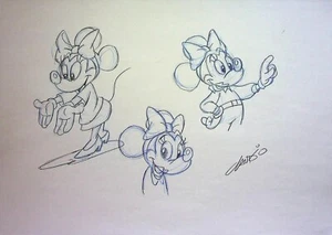 MINNEY MOUSE Animation Bleistift Layout SIGNIERT Claudio Vieira de Oliveira - Bild 1 von 5