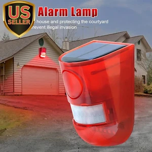 Solar Sound & Light Alarm Motion Sensor 110 Decibels Siren Sound Alert & 6Led... - Picture 1 of 1