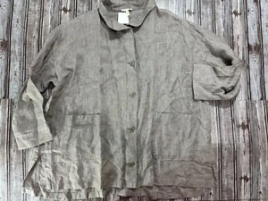 Eileen Fisher washed Organic Linen Delave Stand Collar Jacket sz 1X NWT MSPR 258 - Picture 1 of 4