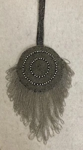 Vtg Gray Round Beaded Purse Beaded Fringe Rhinestones Gorgeous Lining See Pics - Picture 1 of 21