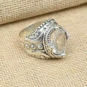 Crystal Gemstone Ring 925 Sterling Silver Designer Men's Gift Ring All Size D02 - Picture 1 of 4