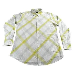 VTG Guess Mens XL Yellow Plaid Button up Long Sleeve Shirt 90s Y2K Preppy Casual - Picture 1 of 11