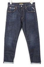 REPLAY Grover Men Jeans W31/L30 Selvedge Straight Blue Cotton Stretch Denim