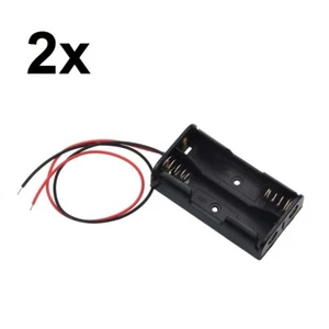 2x 2-AA Battery Spring Clip Holder Case Plastic Storage Box Flat Wire Lead 3V DC - Picture 1 of 8